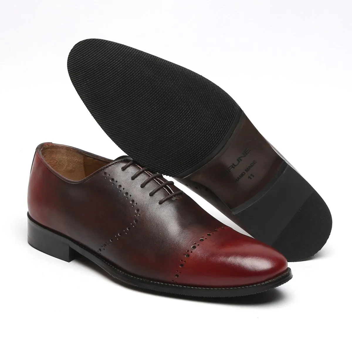 Wine Genuine Leather Brogue/Oxford By Brune & Bareskin