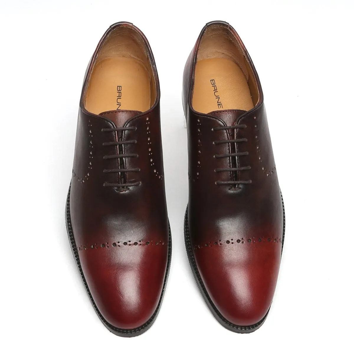 Wine Genuine Leather Brogue/Oxford By Brune & Bareskin