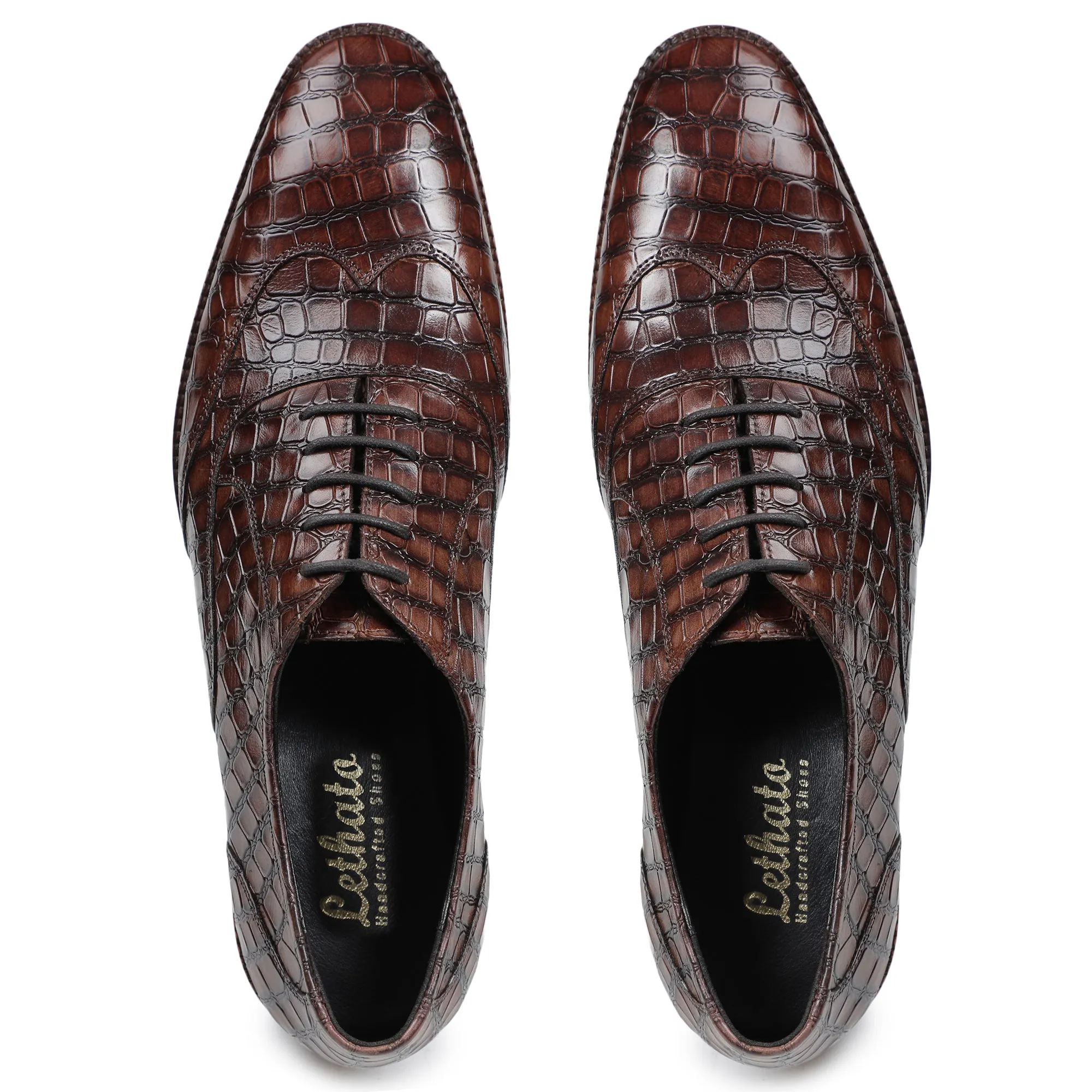 Wingtip Oxford - Croc Brown