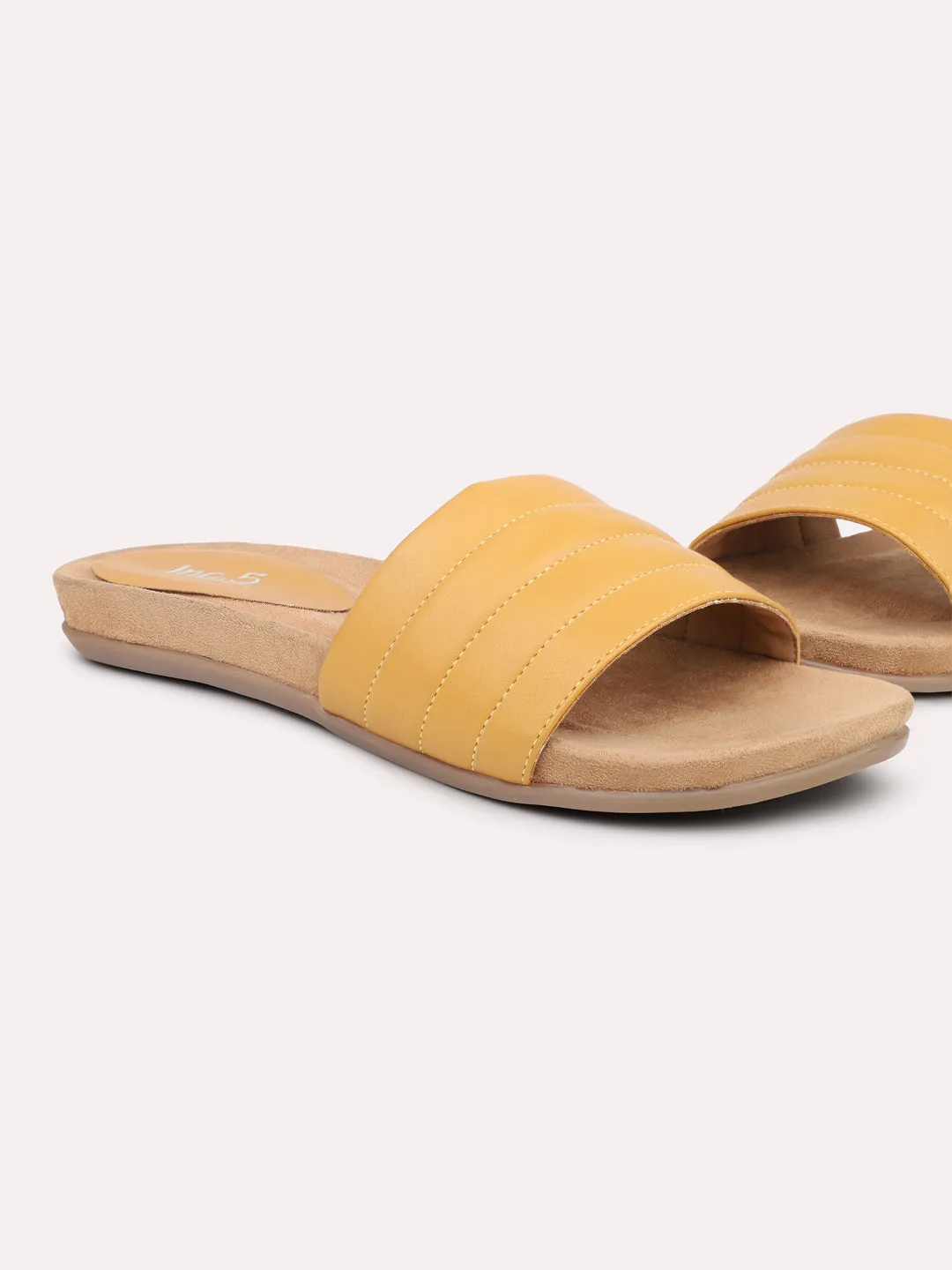 Women Yellow Open Toe Flats