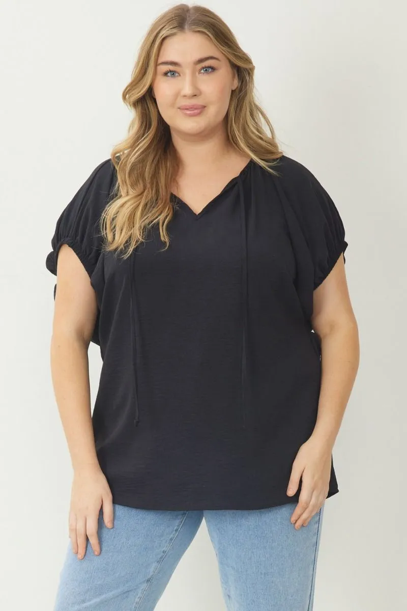 Work It Bubble Sleeve Top *Curvy* - Black