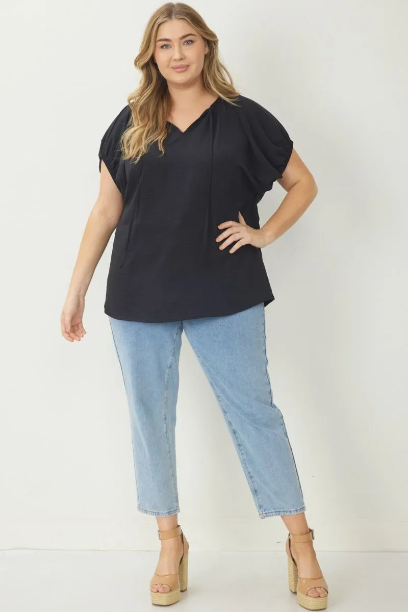 Work It Bubble Sleeve Top *Curvy* - Black