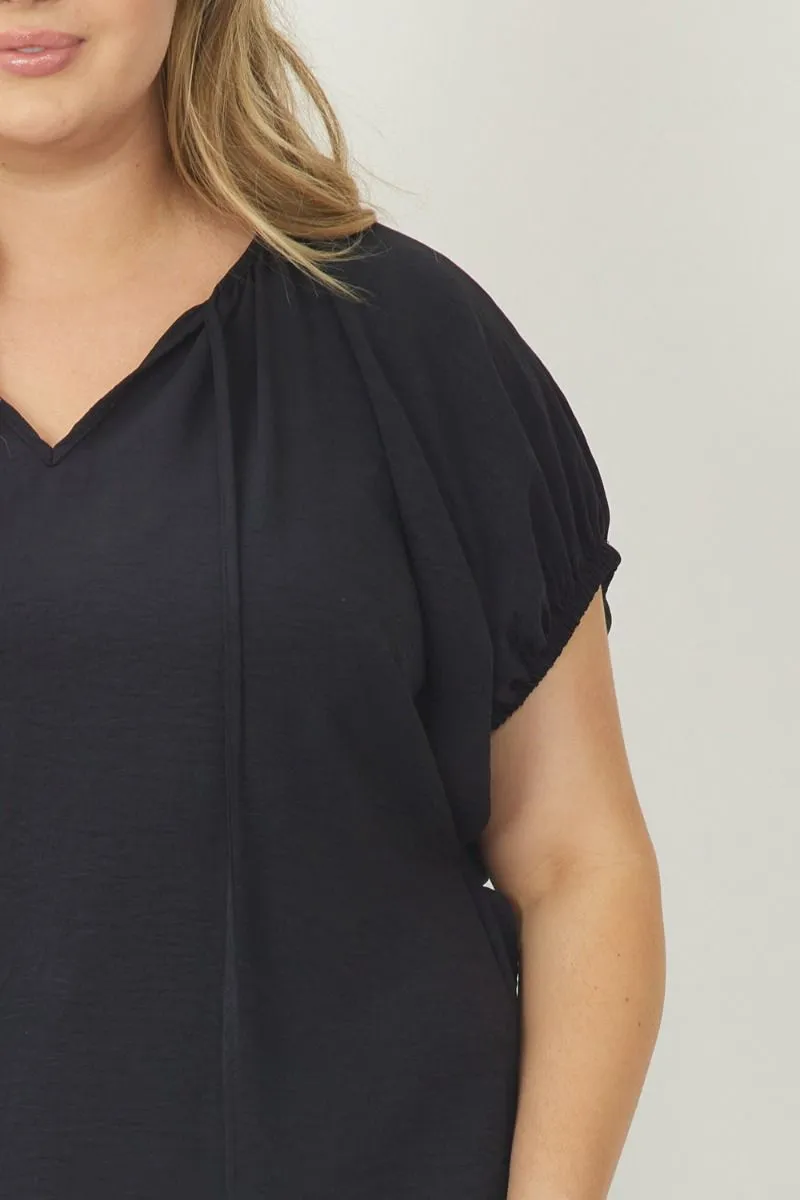 Work It Bubble Sleeve Top *Curvy* - Black