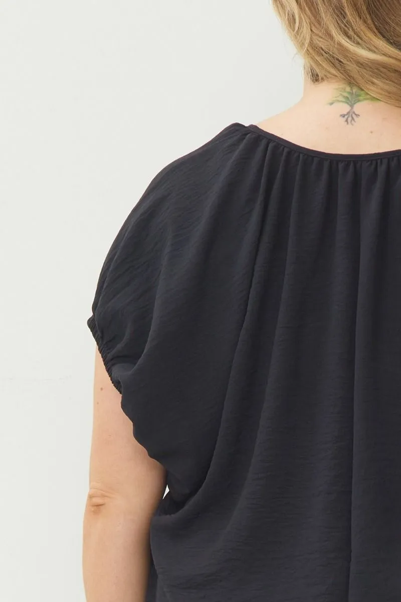 Work It Bubble Sleeve Top *Curvy* - Black